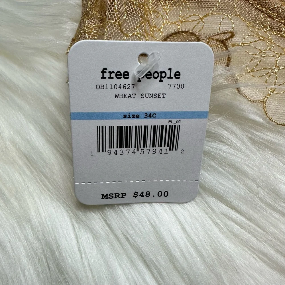 NWT Free People Lucia Underwire Bra Size 34C in Wheat Sunset